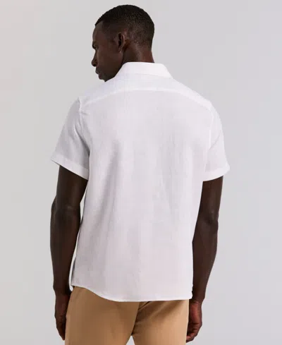 Perry Ellis Men's Solid Linen Shirt In White