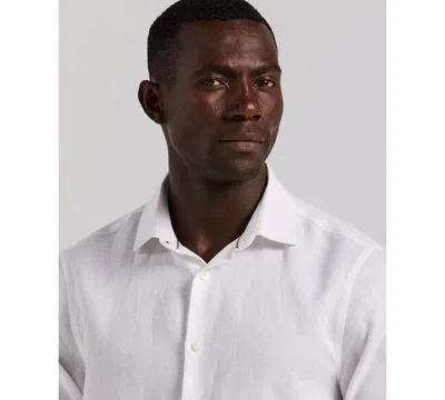 Perry Ellis Men's Solid Linen Shirt In White