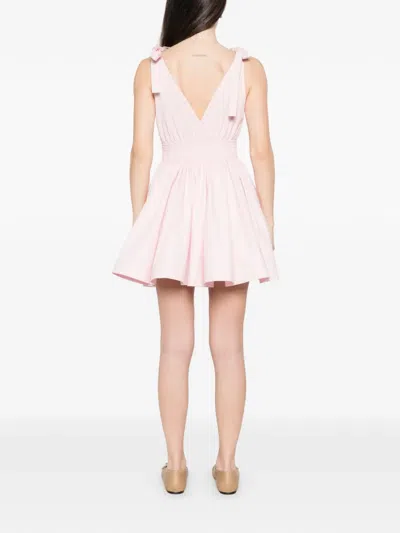 Maje Womens Pink Flared Smocked-waist Cotton Mini Dress