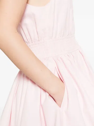 Maje Womens Pink Flared Smocked-waist Cotton Mini Dress