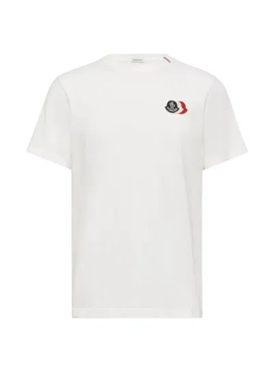 Moncler Short Sleeve Jersey T Shirt Tricolor Collar In Multi