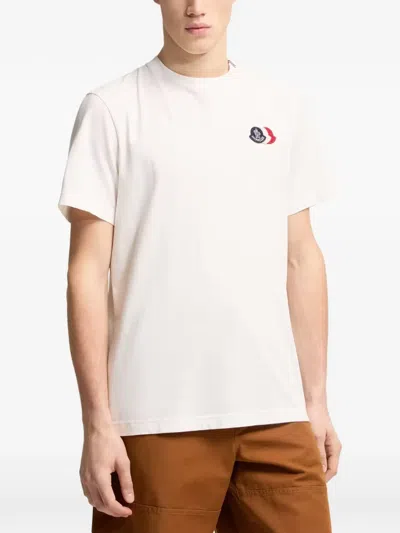 Moncler Short Sleeve Jersey T Shirt Tricolor Collar In Multi