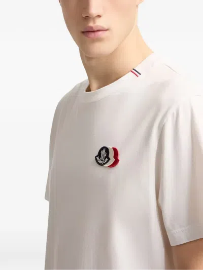Moncler Short Sleeve Jersey T Shirt Tricolor Collar In Multi
