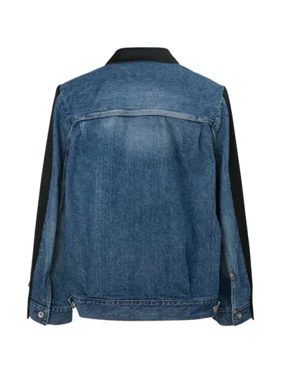 Sacai Denim Panel Jacket In Blue