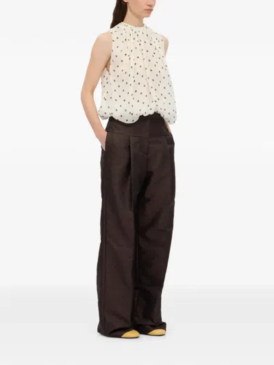 Msgm Polka Dot Sleeveless Blouse In Neutral