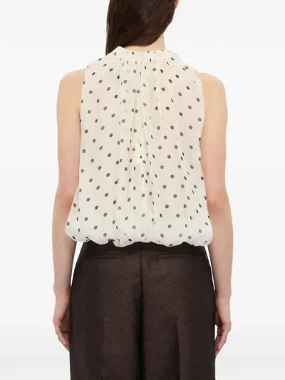 Msgm Polka Dot Sleeveless Blouse In Neutral