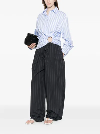 Sportmax Palmizi Striped Knotted Shirt In Blue