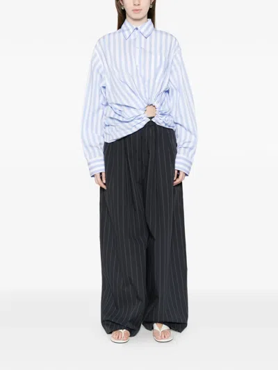 Sportmax Palmizi Striped Knotted Shirt In Blue