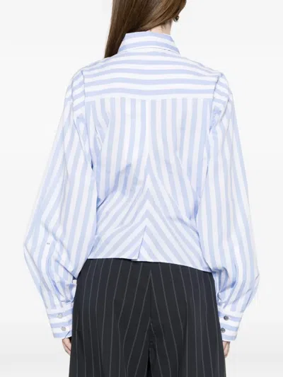Sportmax Palmizi Striped Knotted Shirt In Blue