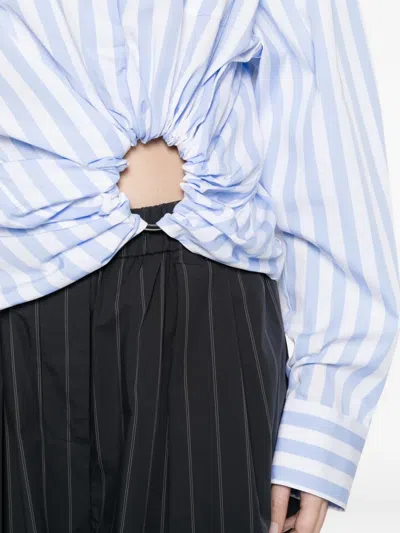 Sportmax Palmizi Striped Knotted Shirt In Blue