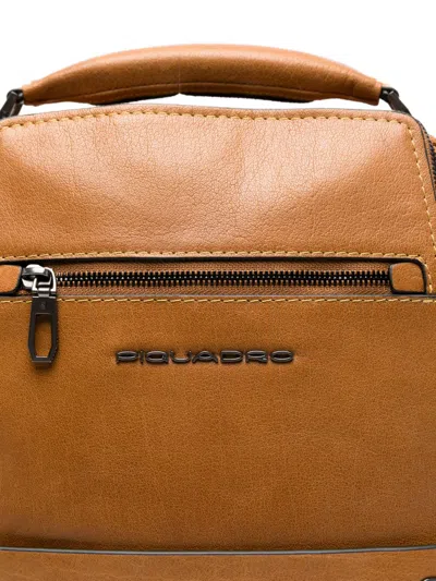 Piquadro Multi-pocket Leather Backpack In Brown