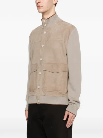Canali Patch-pocket Bomber Jacket In Neutral