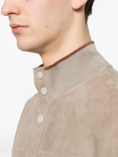 Canali Patch-pocket Bomber Jacket In Neutral