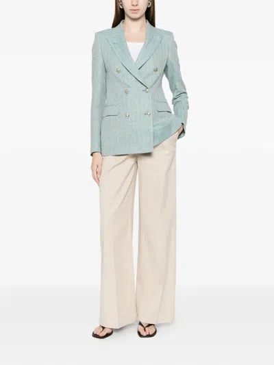 Tagliatore Double-breasted Herringbone Jacket In Blue