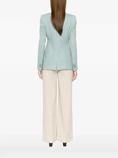 Tagliatore Double-breasted Herringbone Jacket In Blue