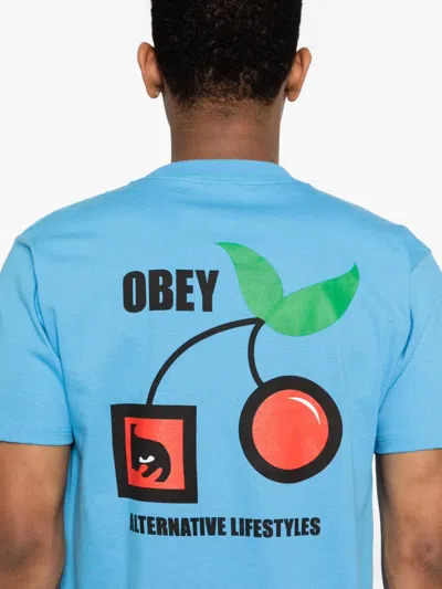 Obey Graphic T-shirt In Blue