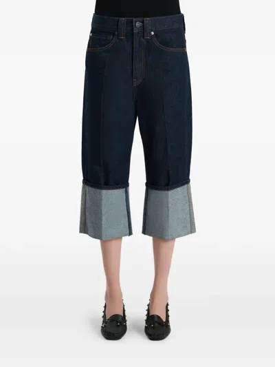 Khaite Boyle Cuffed Straight-leg Capri Jeans In Blue