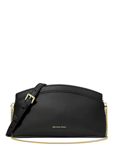 Michael Kors Athena Small Leather Convertible Clutch In Black