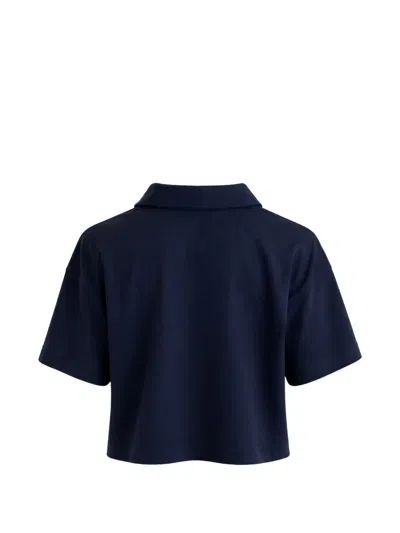 Woc Collared Cropped T-shirt In Blue