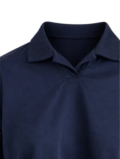 Woc Collared Cropped T-shirt In Blue