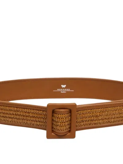 Weekend Max Mara Raffia Effect Belt In Brown