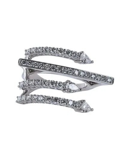 Yeprem Four Line Diamond Ring In Silver