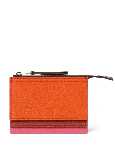 Paul Smith Concertina Leather Layered Card Holder In Orange