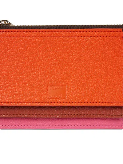Paul Smith Concertina Leather Layered Card Holder In Orange