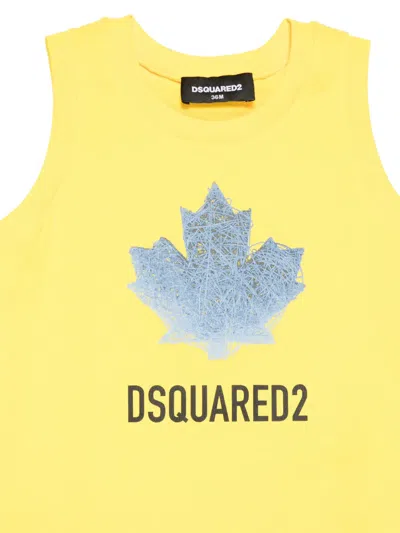 Dsquared2 Leaf-print T-shirt In Yellow