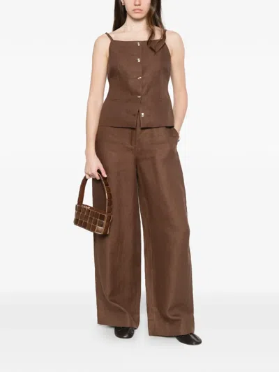 Maje Buttoned Top In Brown