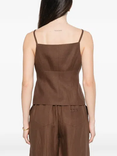 Maje Buttoned Top In Brown