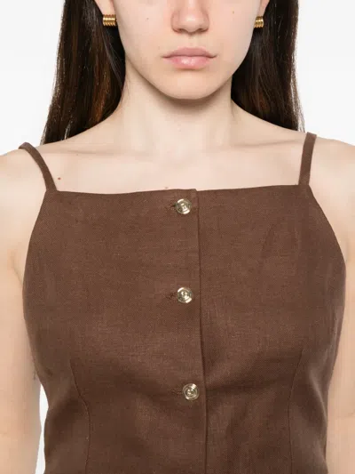 Maje Buttoned Top In Brown