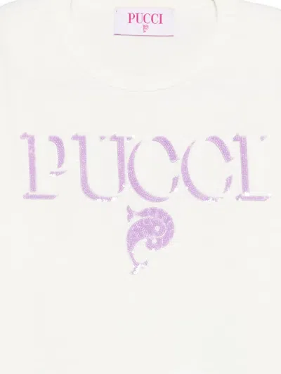Pucci Junior Logo T-shirt In White
