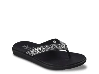Skechers Meditation Luxe Sunny Glow Flip Flop In Black