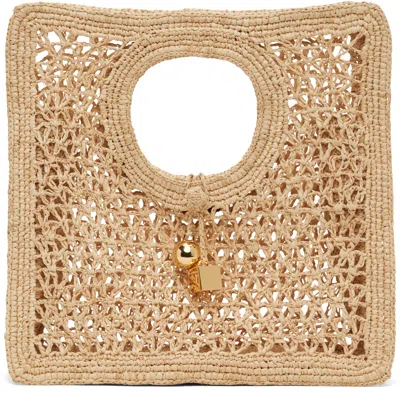Jacquemus Small The Spiaggia Circular-handle Crochet Tote Bag In Neutral