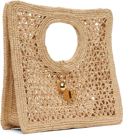 Jacquemus Small The Spiaggia Circular-handle Crochet Tote Bag In Neutral