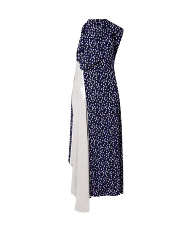 Proenza Schouler Devyn Asymmetric Draped Floral-print Poplin Maxi Dress In Brown
