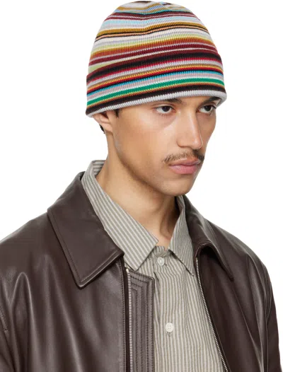 Paul Smith Patterned Intarsia-knit Virgin-wool Beanie In Purple