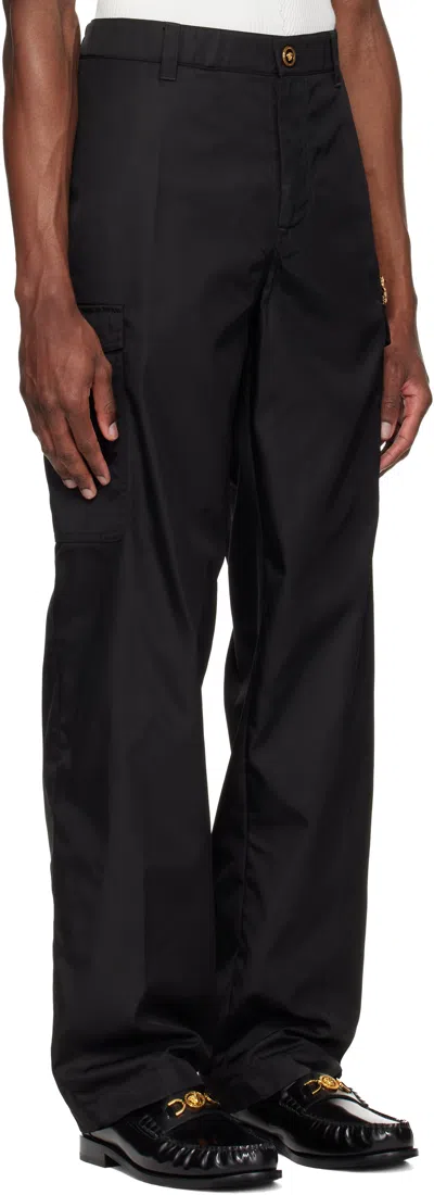 Versace Black Nylon Cargo Pants In Black