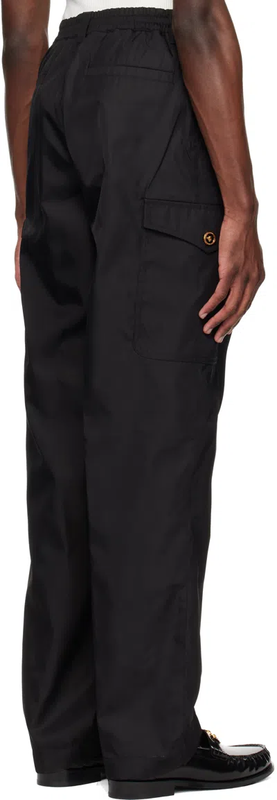 Versace Black Nylon Cargo Pants In Black