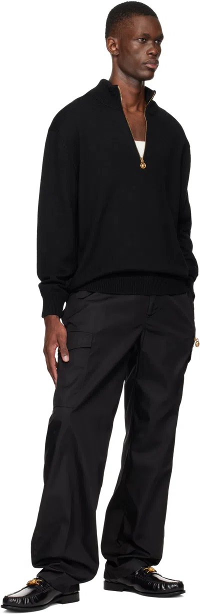 Versace Black Nylon Cargo Pants In Black