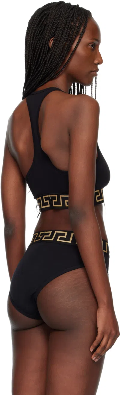 Versace Black Nylon-blend Bikini Top In Black