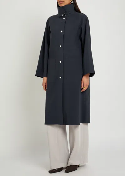 Herno High-neck Stretch-polyamide Coat In Blue