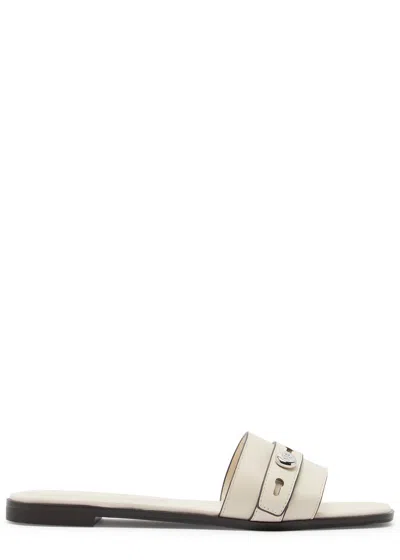 Tory Burch Sandals Open Toe Flat Sole Decorative Buckle In White