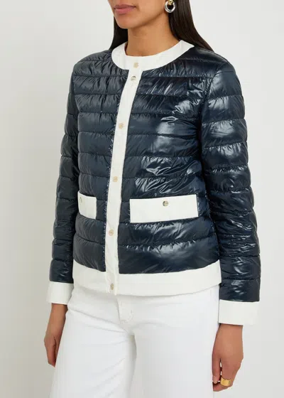 Herno Contrasting Padded Glossed Shell Jacket In Black