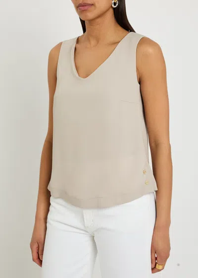 Herno V-neck Satin-crepe Top In Neutral
