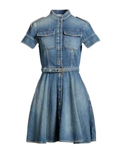 Alexander Mcqueen Mcqueen Stonewashed Denim Mini Dress In Blue
