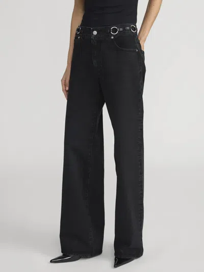 Frame Belt-tethered Jeans In Black