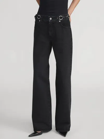 Frame Belt-tethered Jeans In Black
