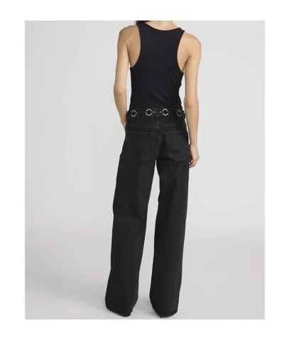 Frame Belt-tethered Jeans In Black